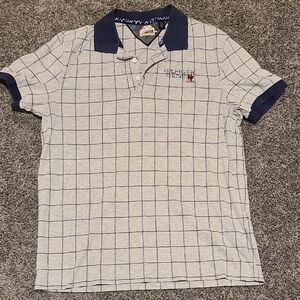 Tommy Hilfiger Men's White and Blue Grid Polo Shirt